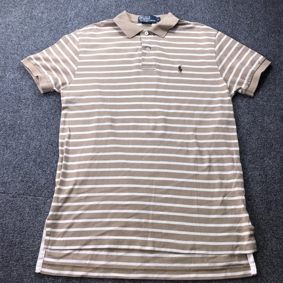 Ralph Lauren‎ Polo Men's Polo Sz Small Strip Khaki White - Picture 1 of 6